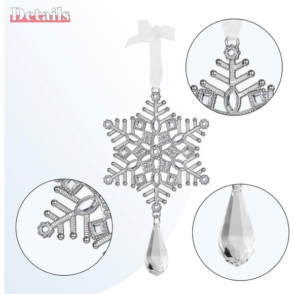 🆕Christmas Tree Ornaments Rhinestone Snowflake Hanging Pendant Charm Decorative - Picture 5 of 7